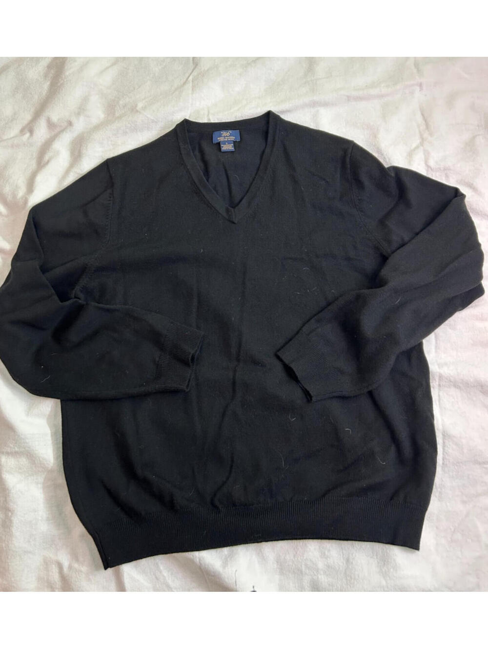 Brooks Brothers Men's Large 88% Merino Wool V Neck Sweater Charcoal Black
